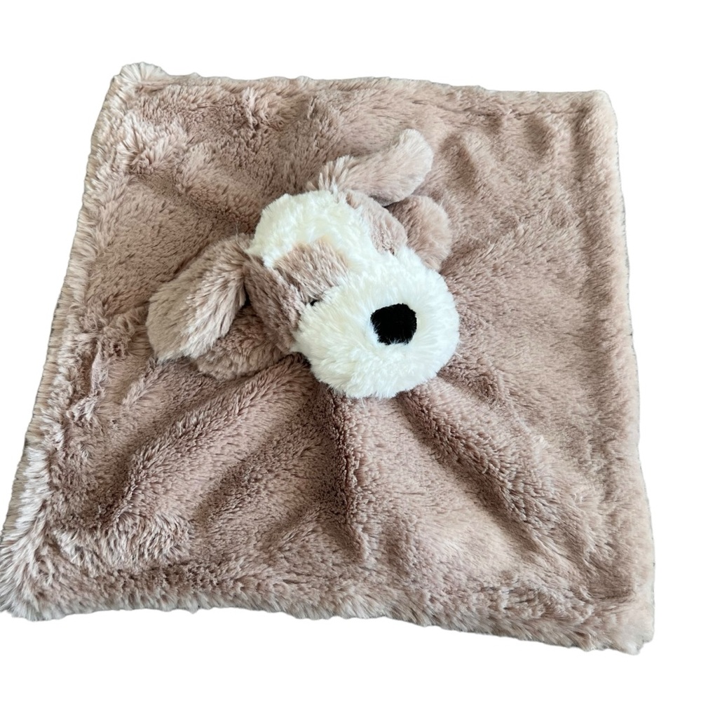 Manhattan Kids Tan & White Soft Furry Puppy Dog Security Blanket/ Lovey